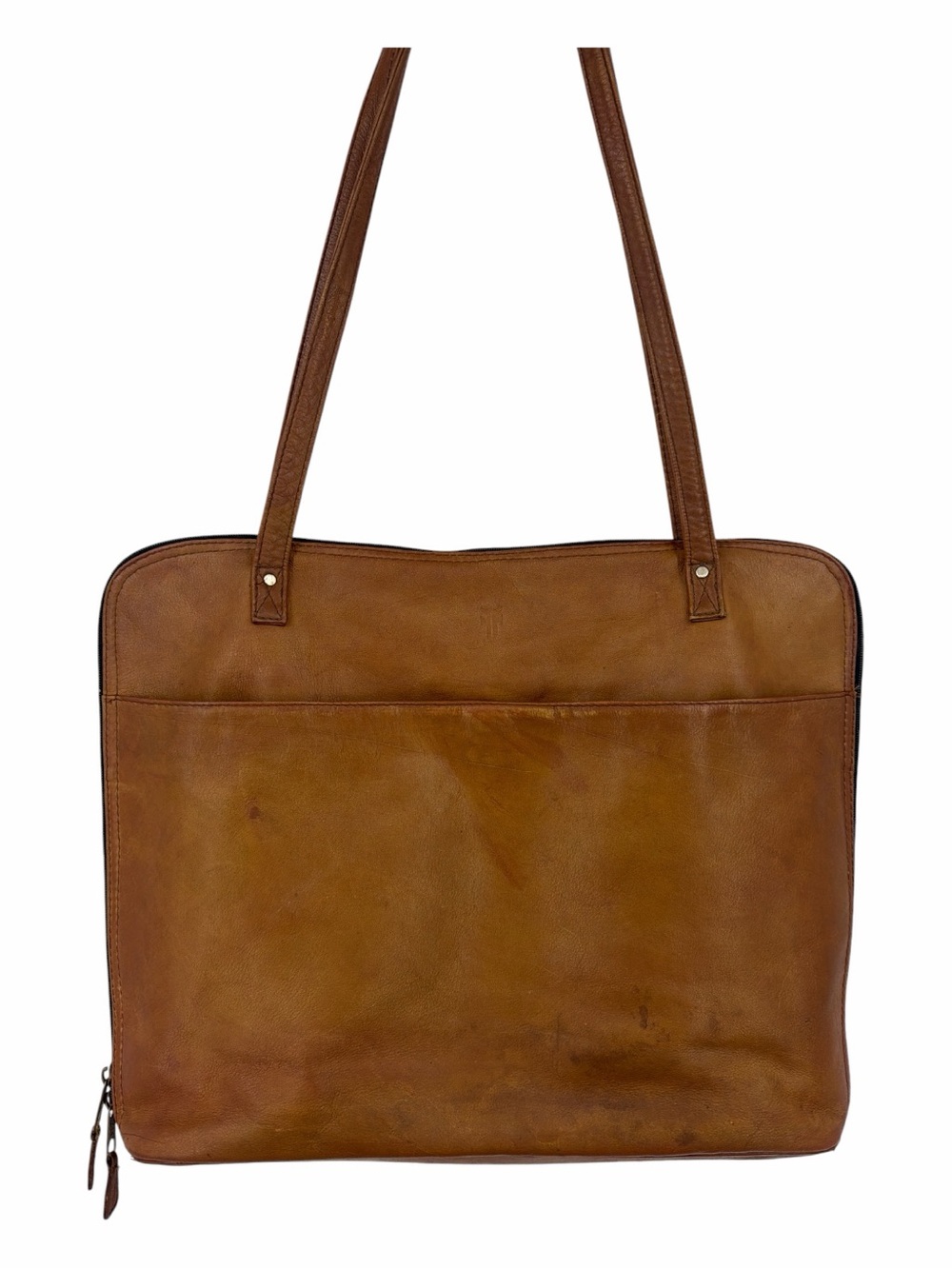 Frye Unisex Vintage Genuine Leather Tote Messenger Bag — Cognac — GUC